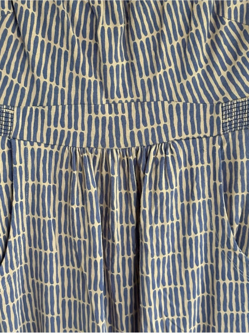 Boden Summer Jersey Patterened Knee Length Womens Blue Tan Dress Size 4R
